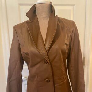 VINTAGE SOFT LEATHER WOMANS TAN/CAMEL LEATHER JACKET -SIZE SMALL